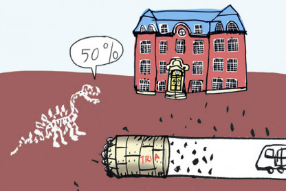 Der bores lige under skolen